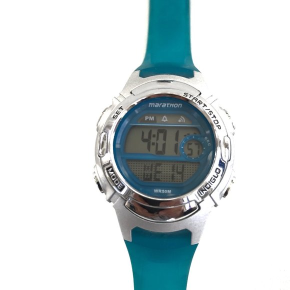 Timex Accessories - Timex Marathon Digital Watch TW5K96900 Blue Silver Water Resistant 50M Calendar